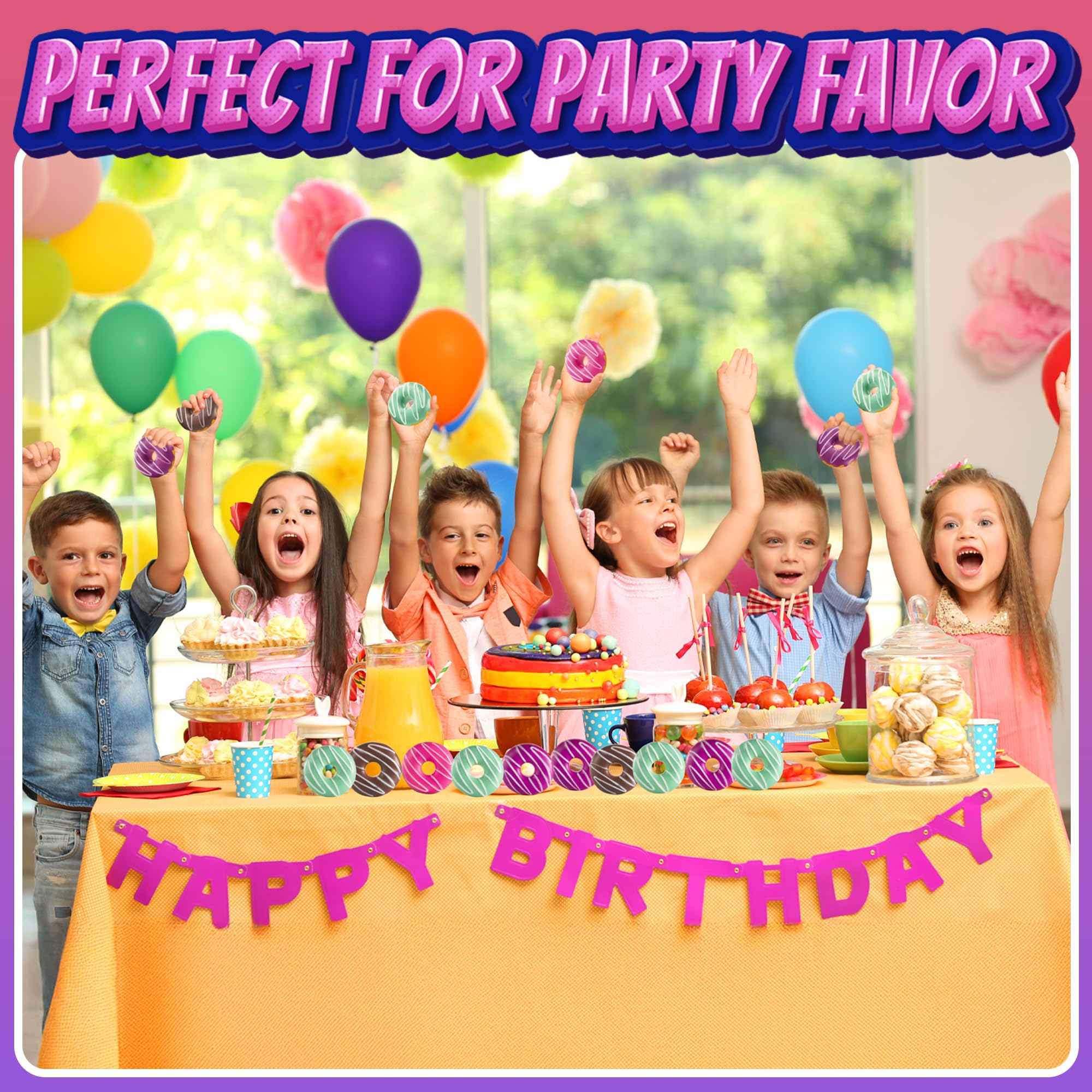 Donut Squishies Party Supplies - 3 Inch Slow Rising Squishy Fake Donuts Squishy Toys Donuts for Kids, Squeeze Ball and Stress Relief, Donut Party Decorations and Birthday Party Favor